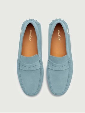 Oliver Cabell Suede Driver Loafer In Glacier Blue
